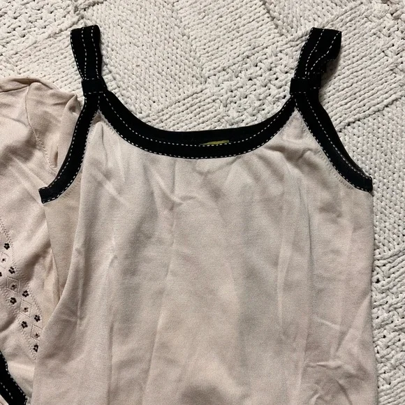 Sigrid Olsen Cream and Black Trim Beaded Cardigan and Tank Set - Picture 9 of 10